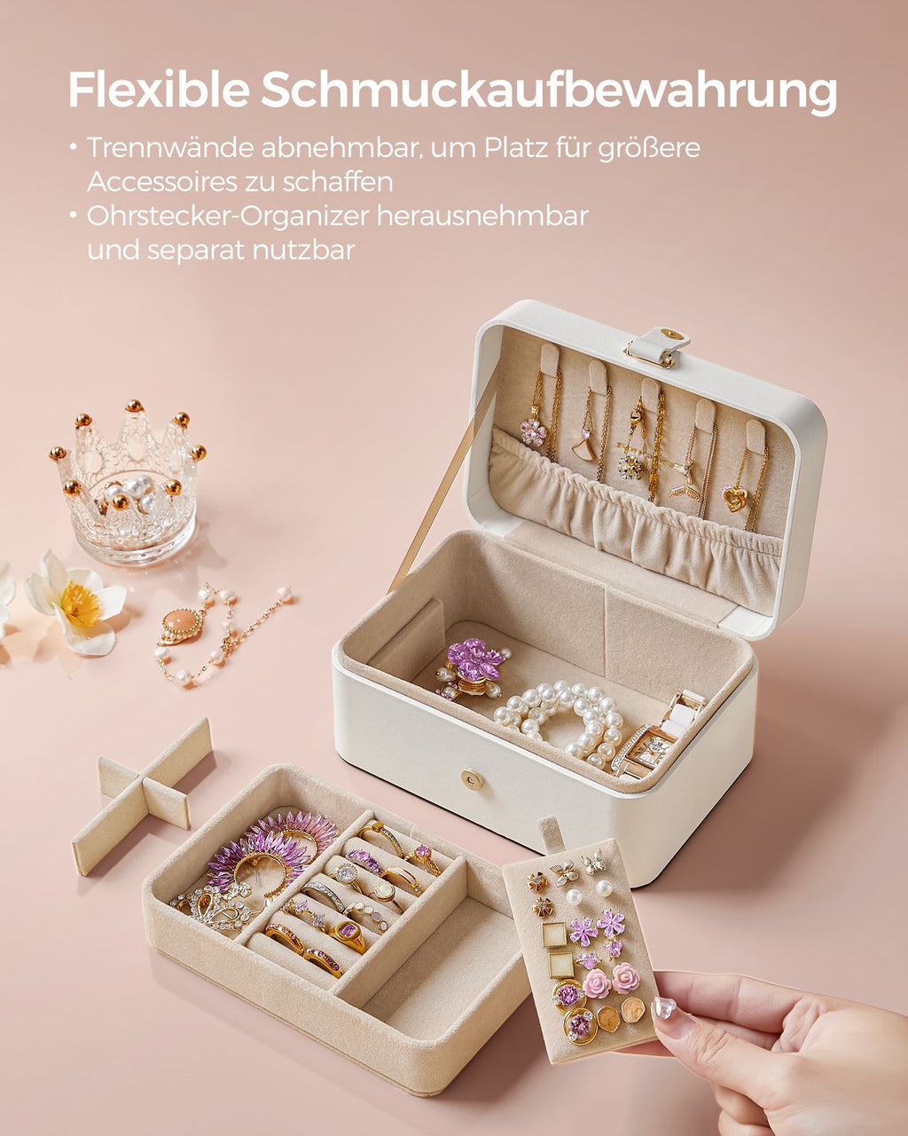 Sieradendoosje – voor grotere accessoires – cadeau-idee – wolkwit