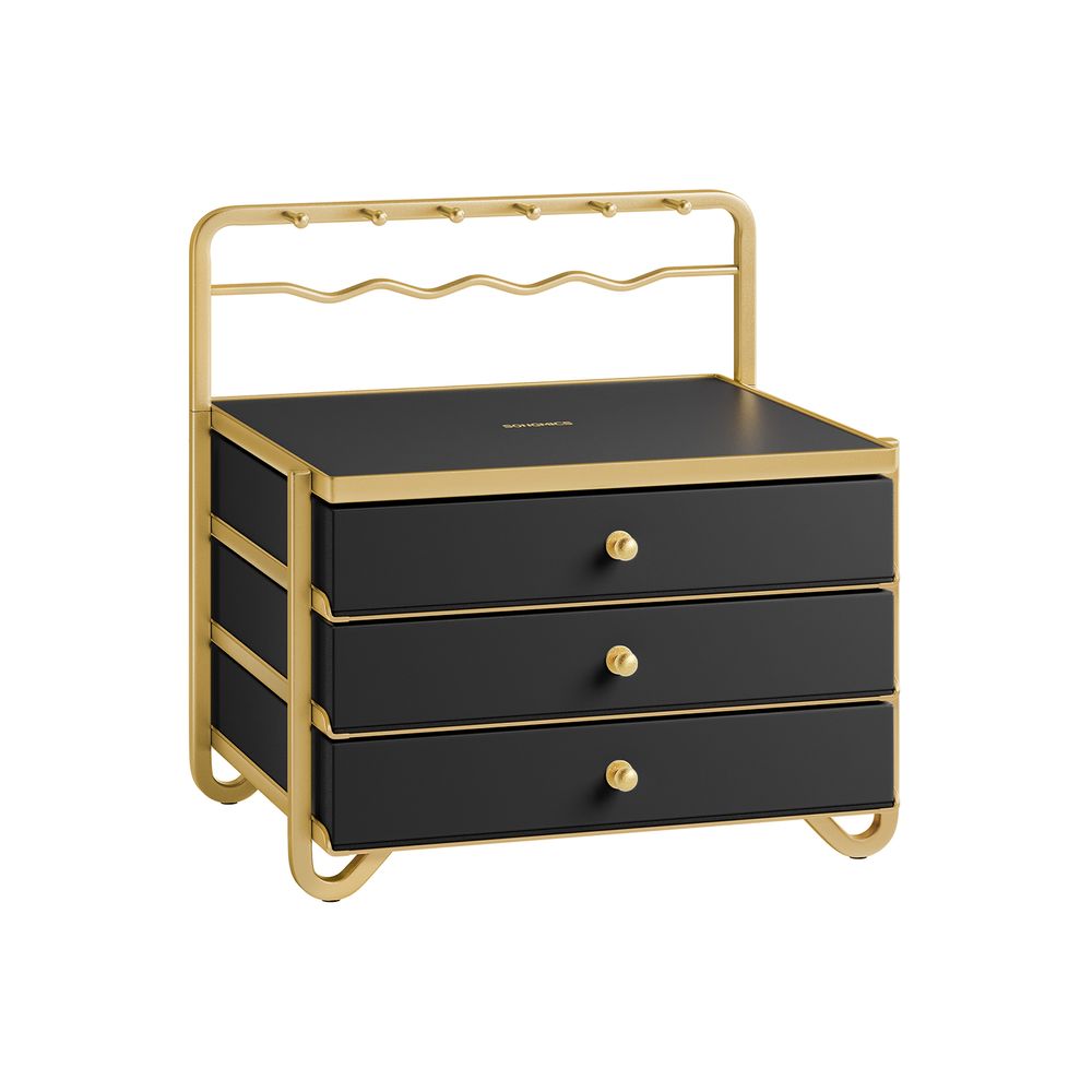 Sieradendoosje – 3 lagen met lades – Zwart Goud