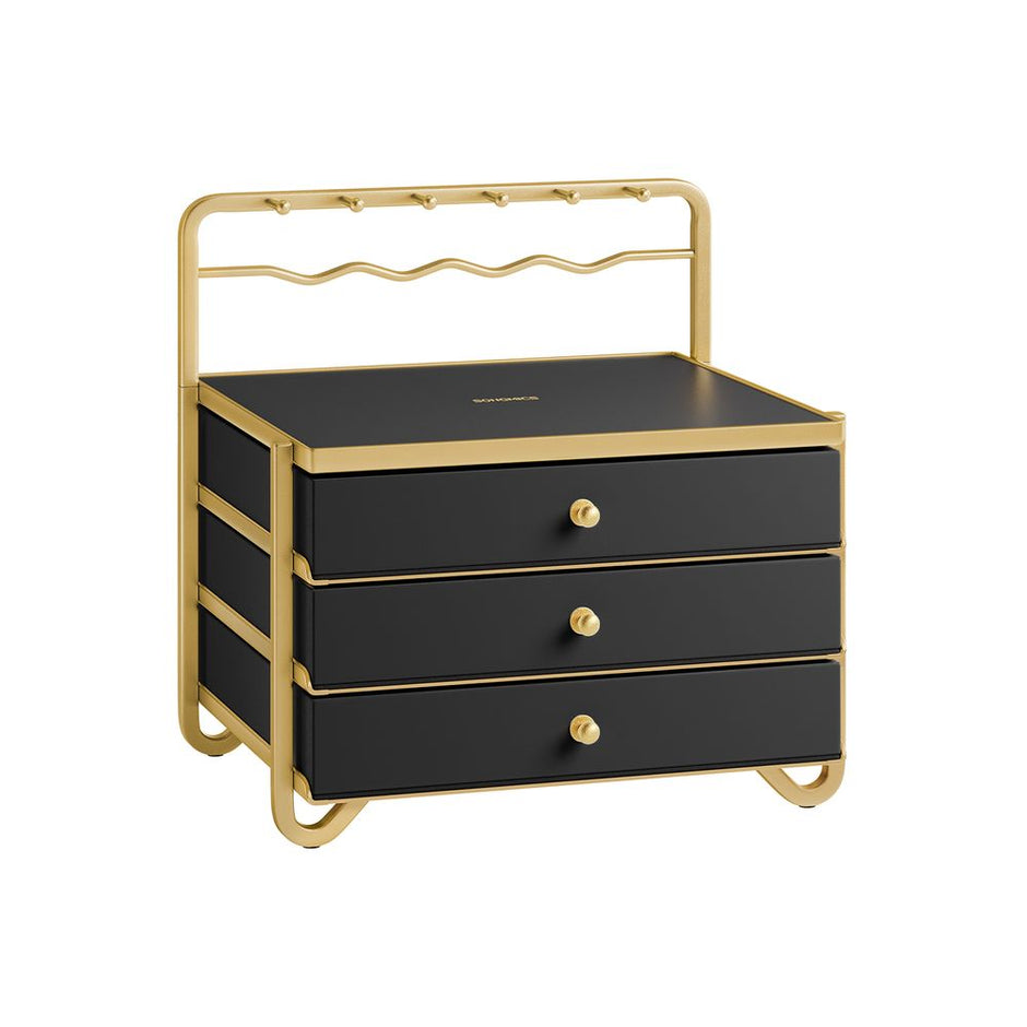 Sieradendoosje – 3 lagen met lades – Zwart Goud