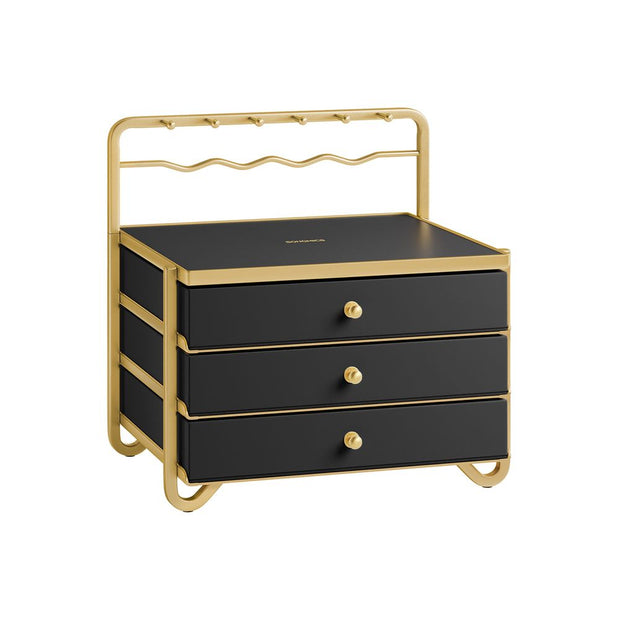 Sieradendoosje – 3 lagen met lades – Zwart Goud
