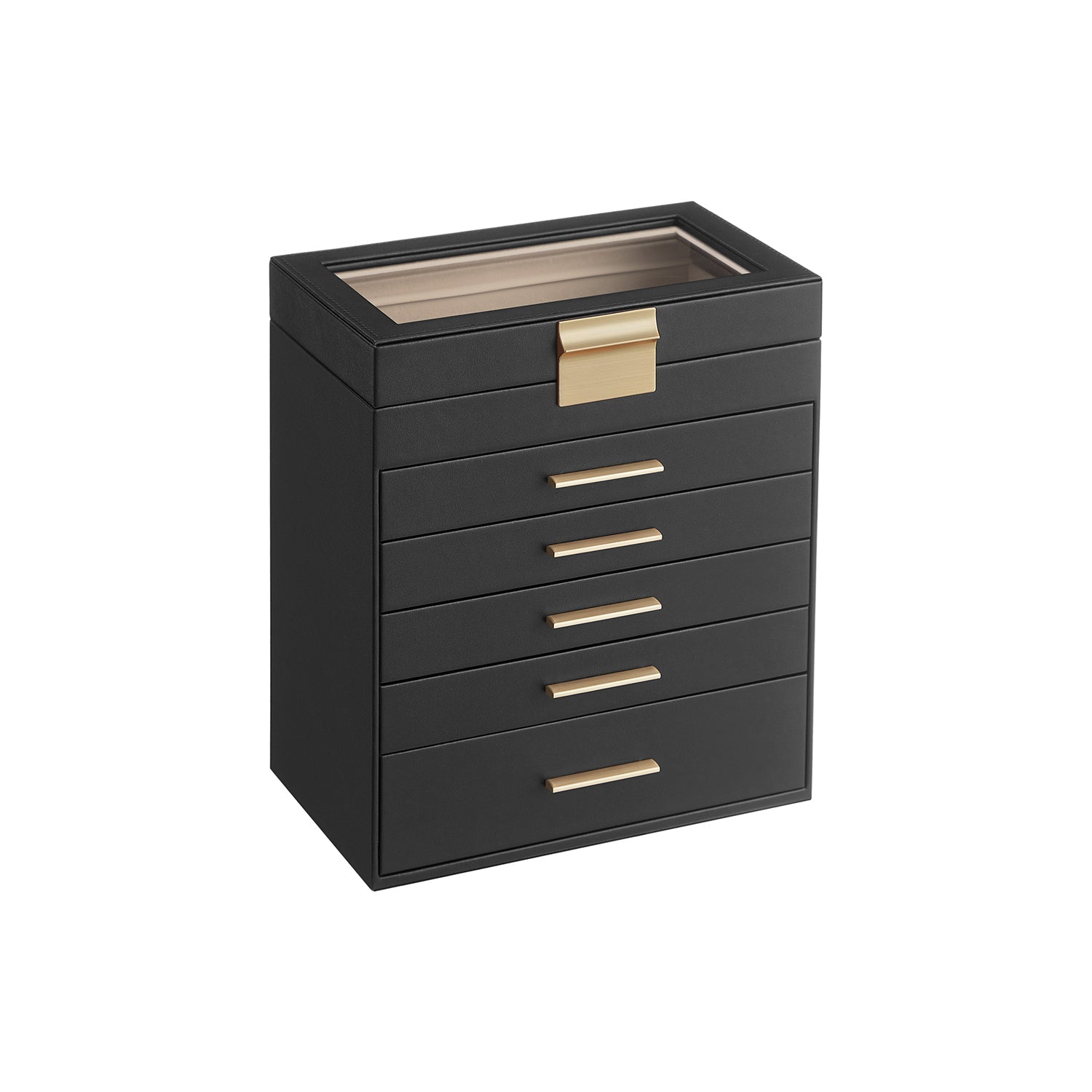 Sieradendoos – 5 lades – modern – bosgroen-goud