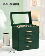 Sieradendoos – 5 lades – modern – bosgroen-goud