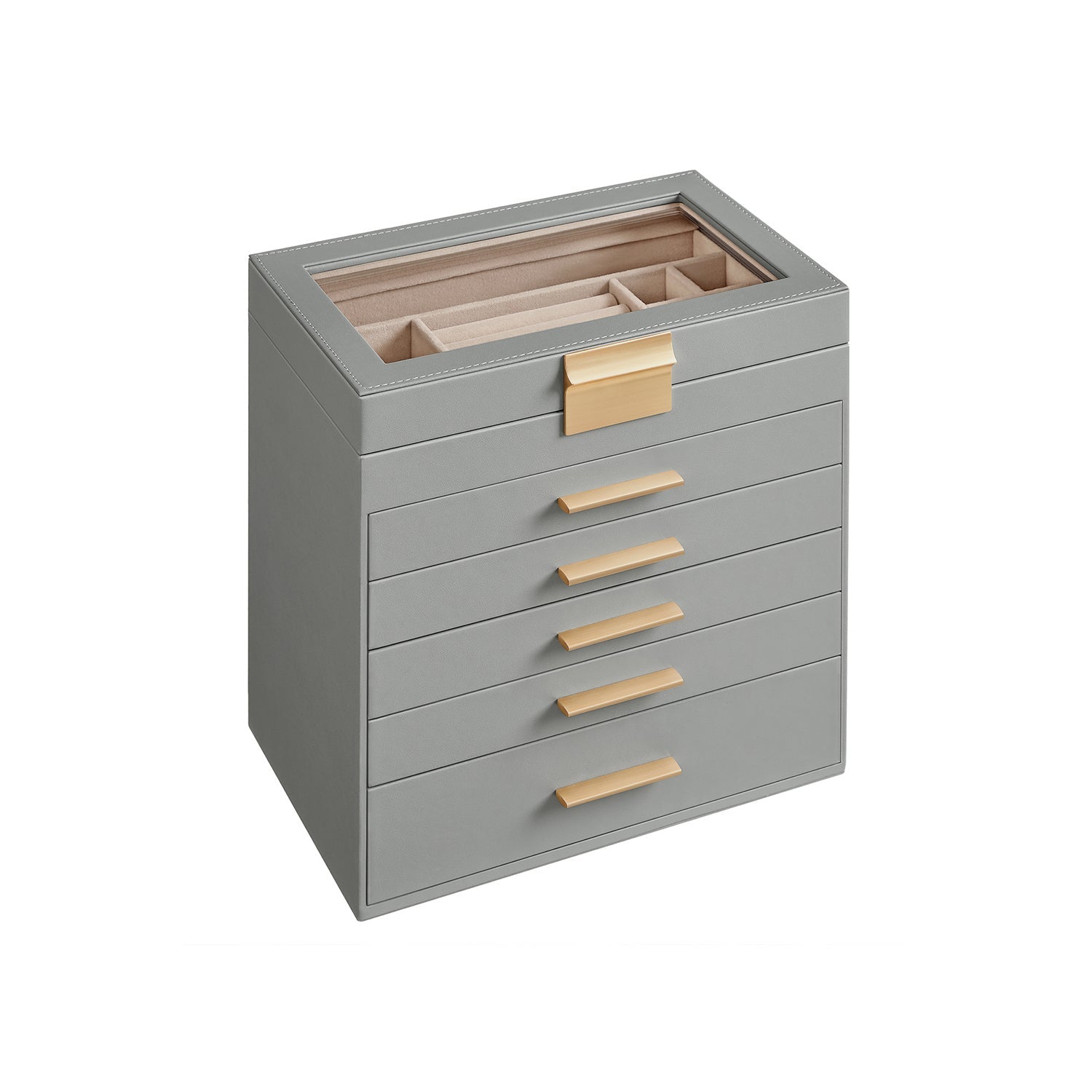 Sieradendoos – 5 lades – modern – bosgroen-goud