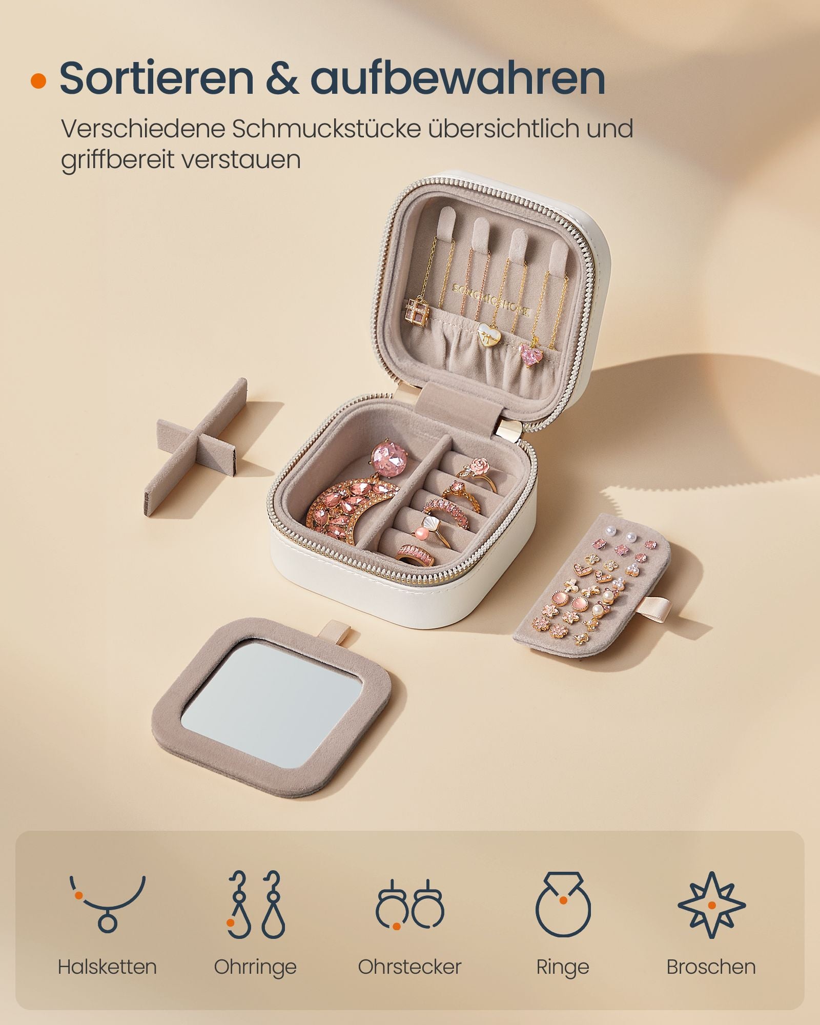 Sieradendoosje Reizen – PU-kunstleer – Wolkwit
