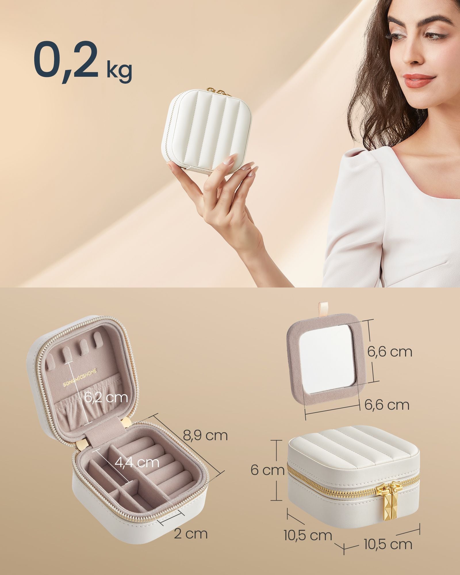 Sieradendoosje Reizen – PU-kunstleer – Wolkwit