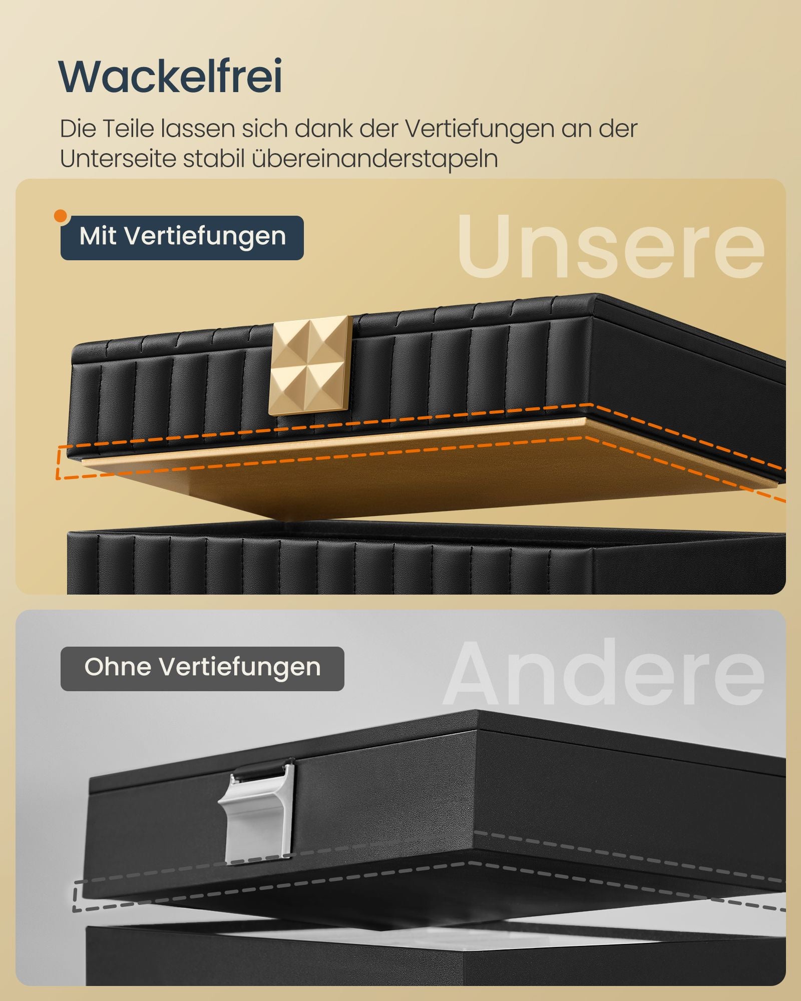 Sieradendoosje met Spiegel en 4 Niveaus - Inkt Zwart