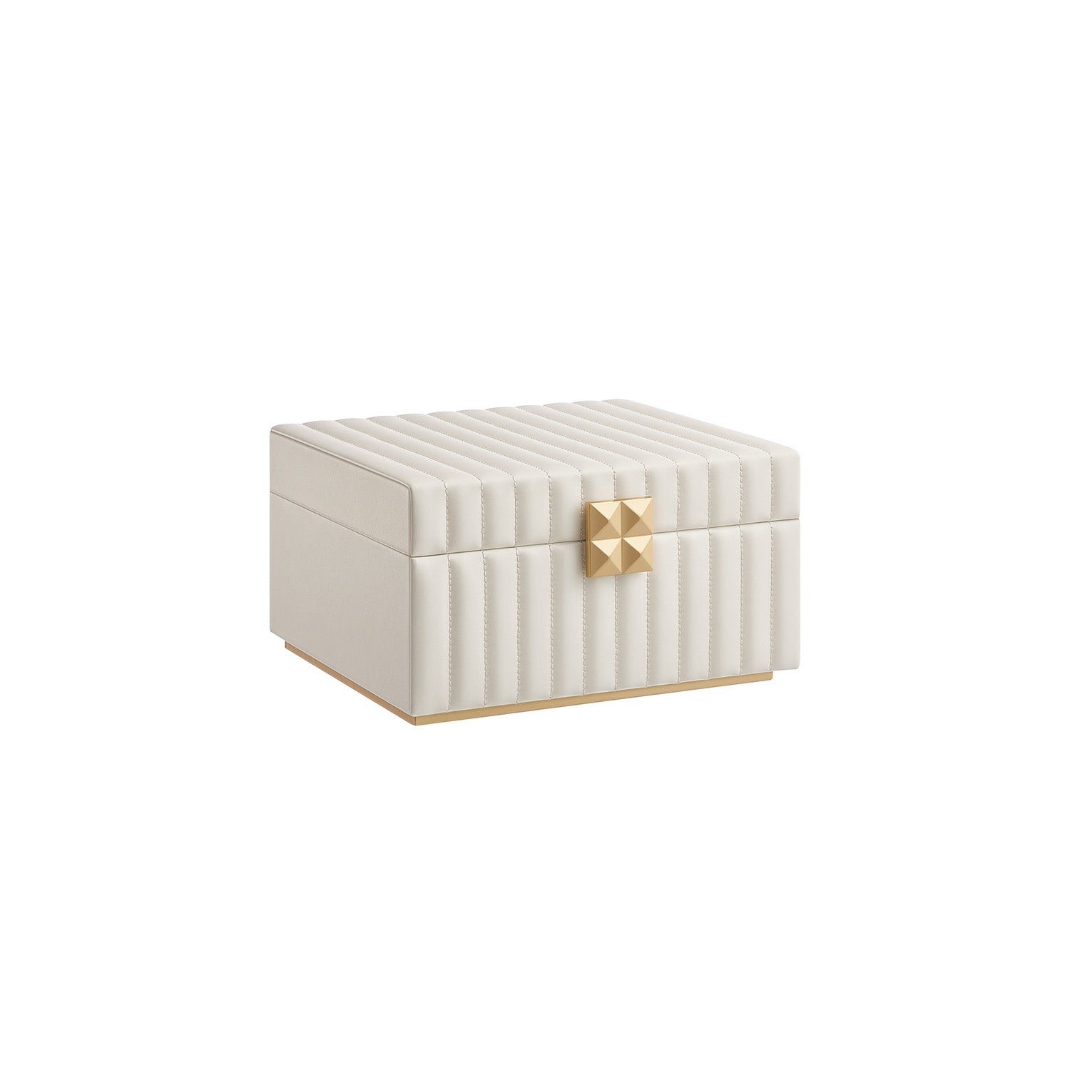 Sieradendoos – 2 Niveaus met Spiegel – Wit en Goud