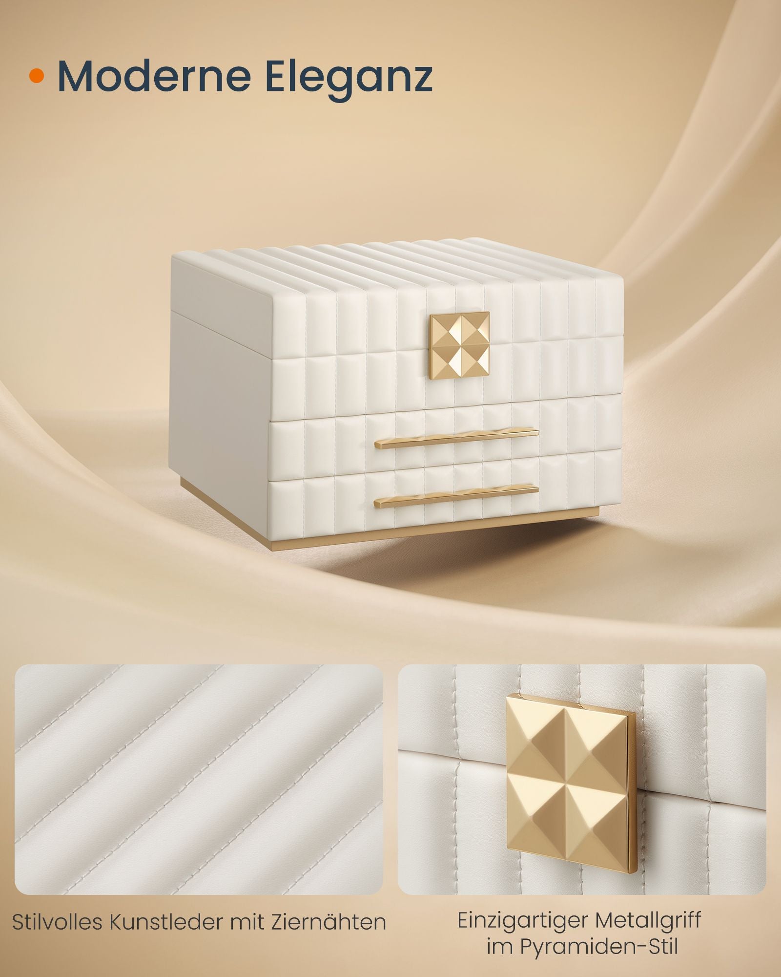 Songmics Home Anah Collectie - Sieradendoosje Met Spiegel 3 Niveaus Wolkwit