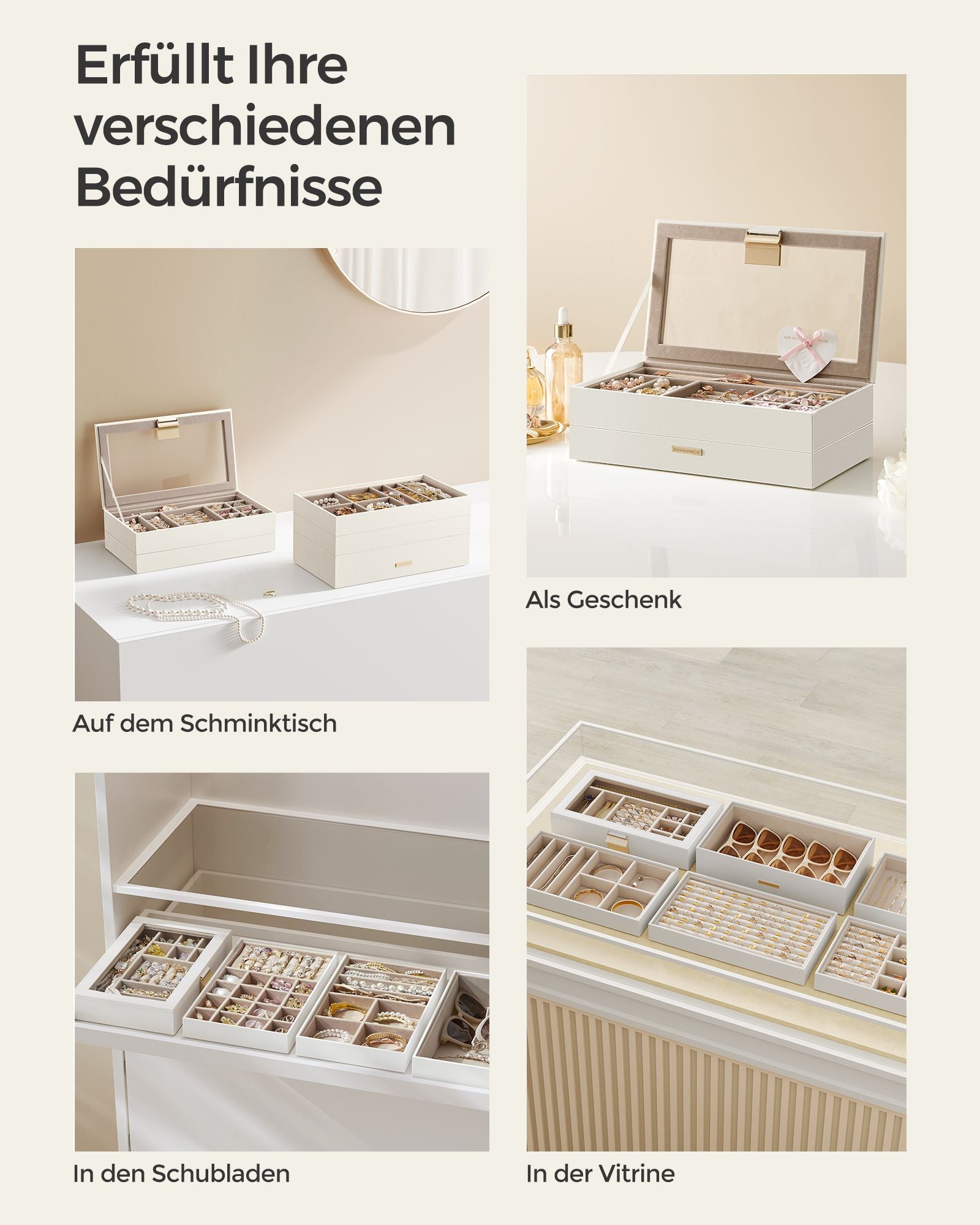 Sieradendoosje – 6 niveaus – wolkwit