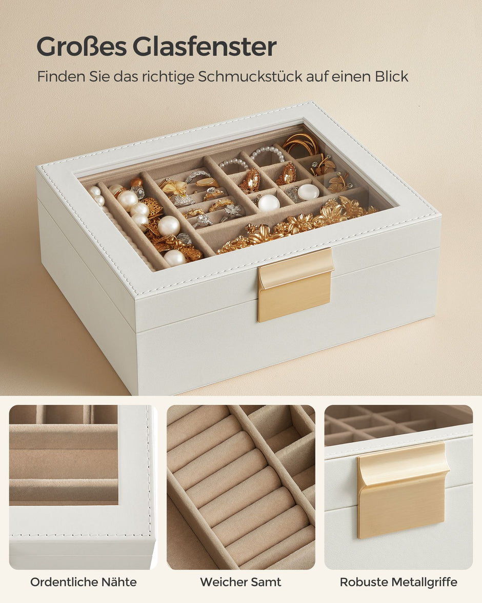 Sieradendoos – 2 niveaus – Cloud White en Metallic Gold