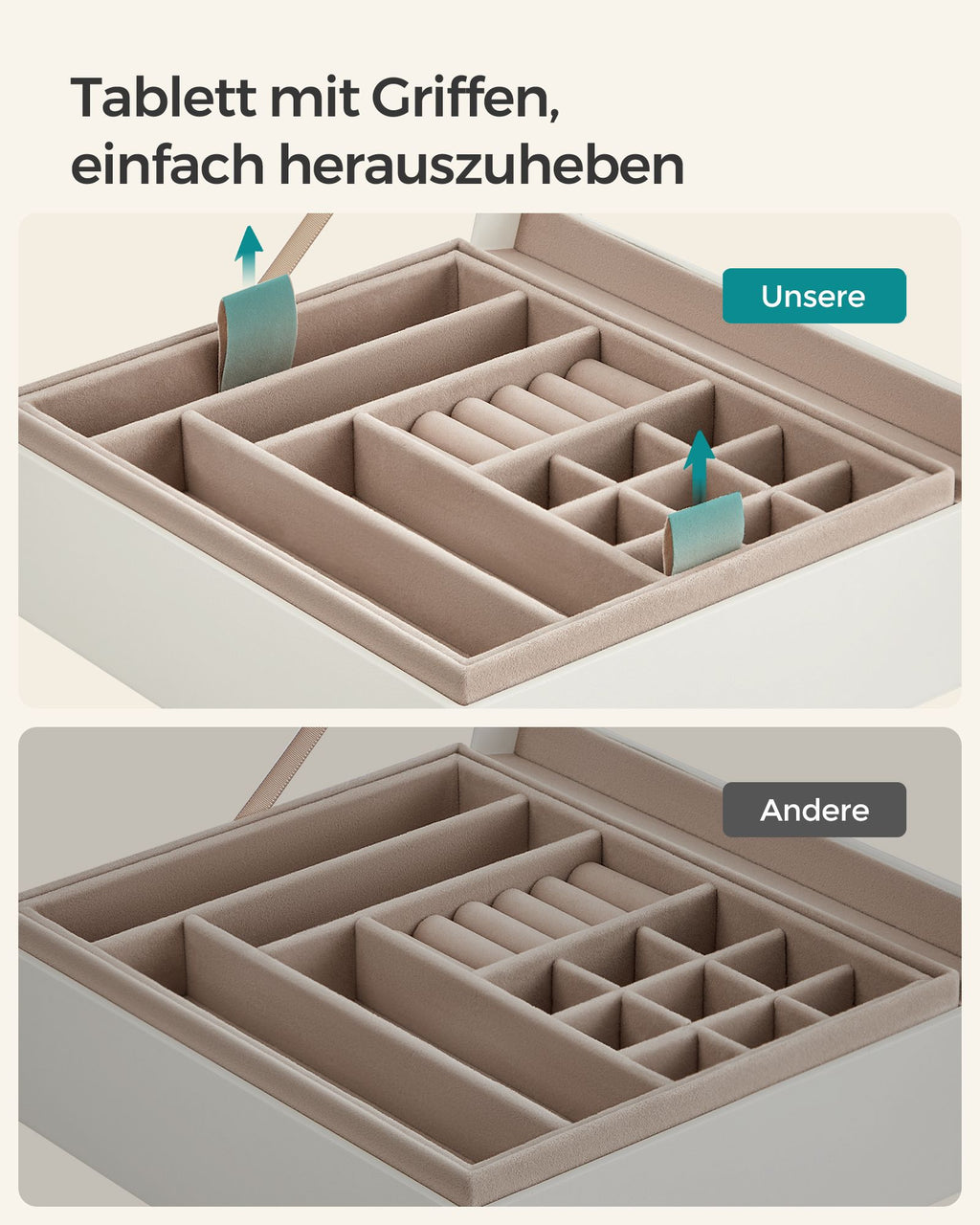 Sieradendoos – 2 niveaus – wit glazen deksel