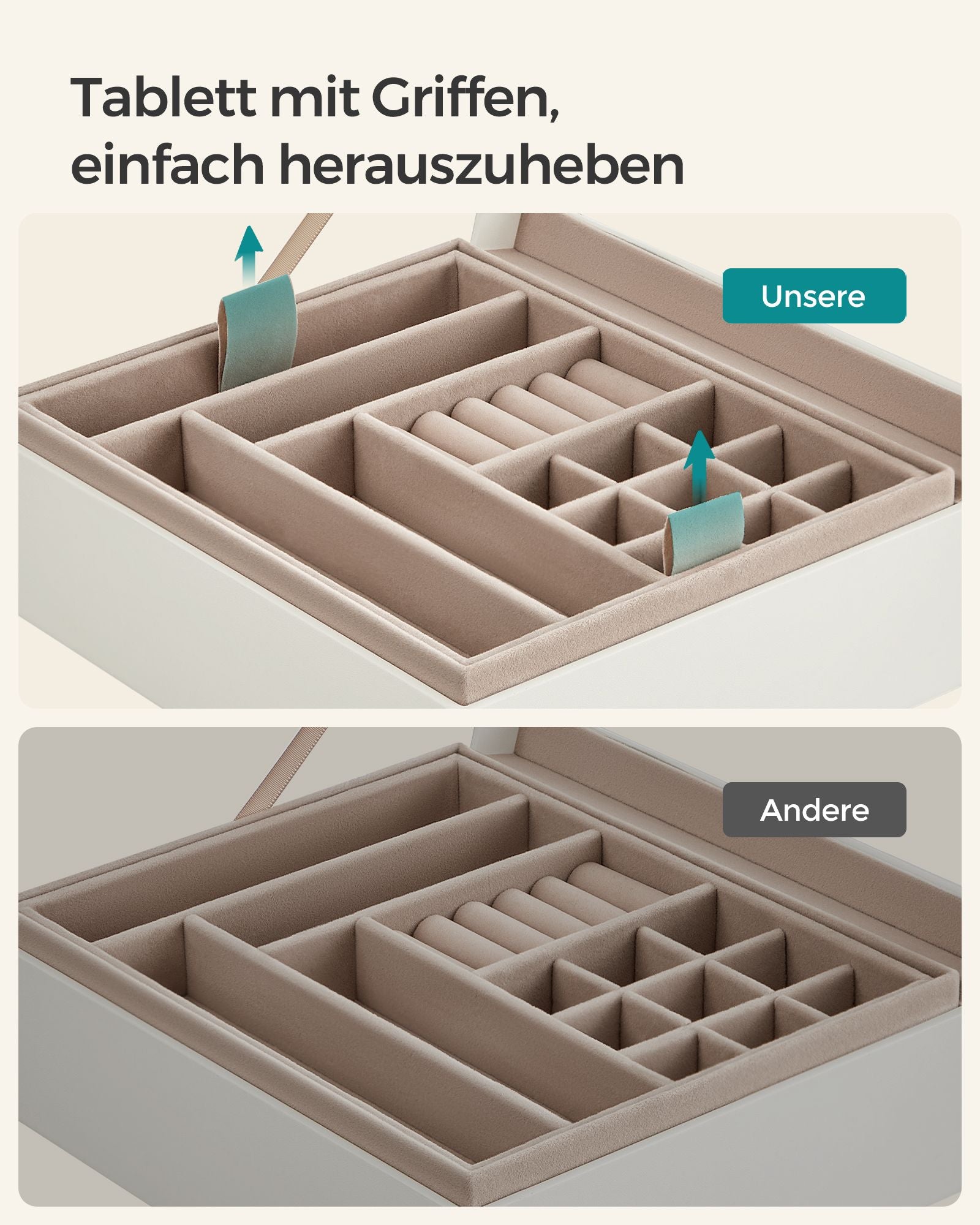 Sieradendoos – 2 niveaus – wit glazen deksel
