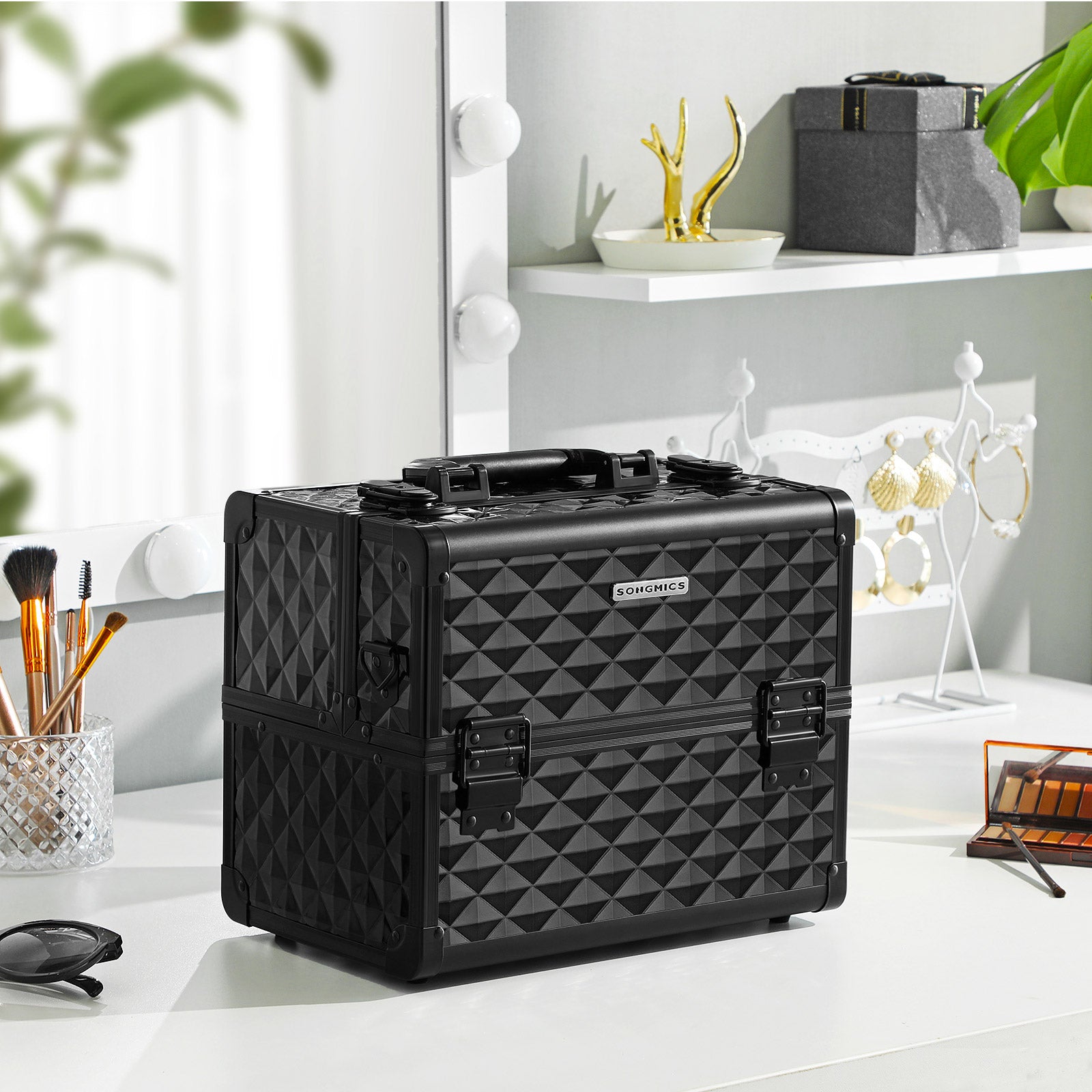 Cosmetisch etui – met handvat – zwart