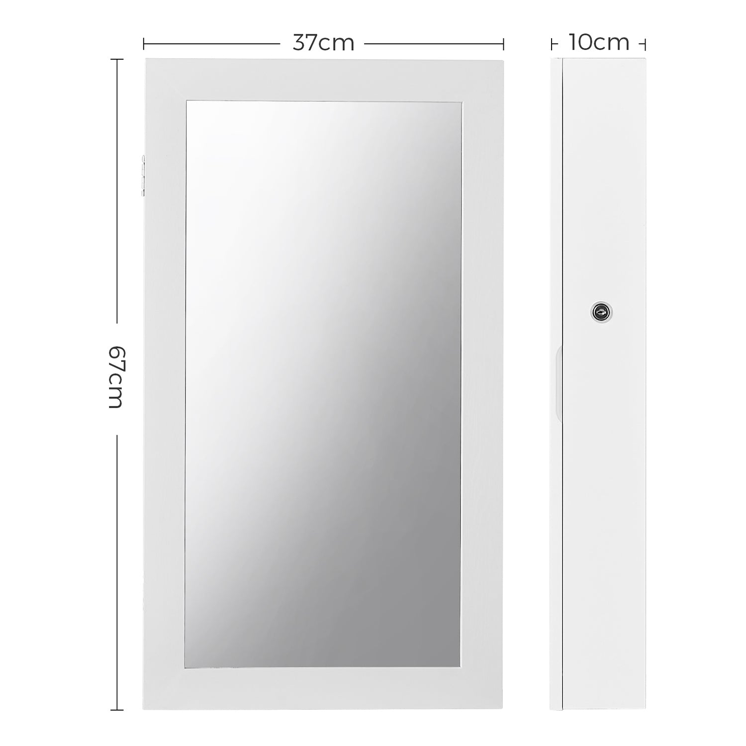 Sieradenkast – hangend – met spiegel – met slot – wit