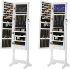 Sieradenkast met LED-verlichting en afsluitbaar slot - wit