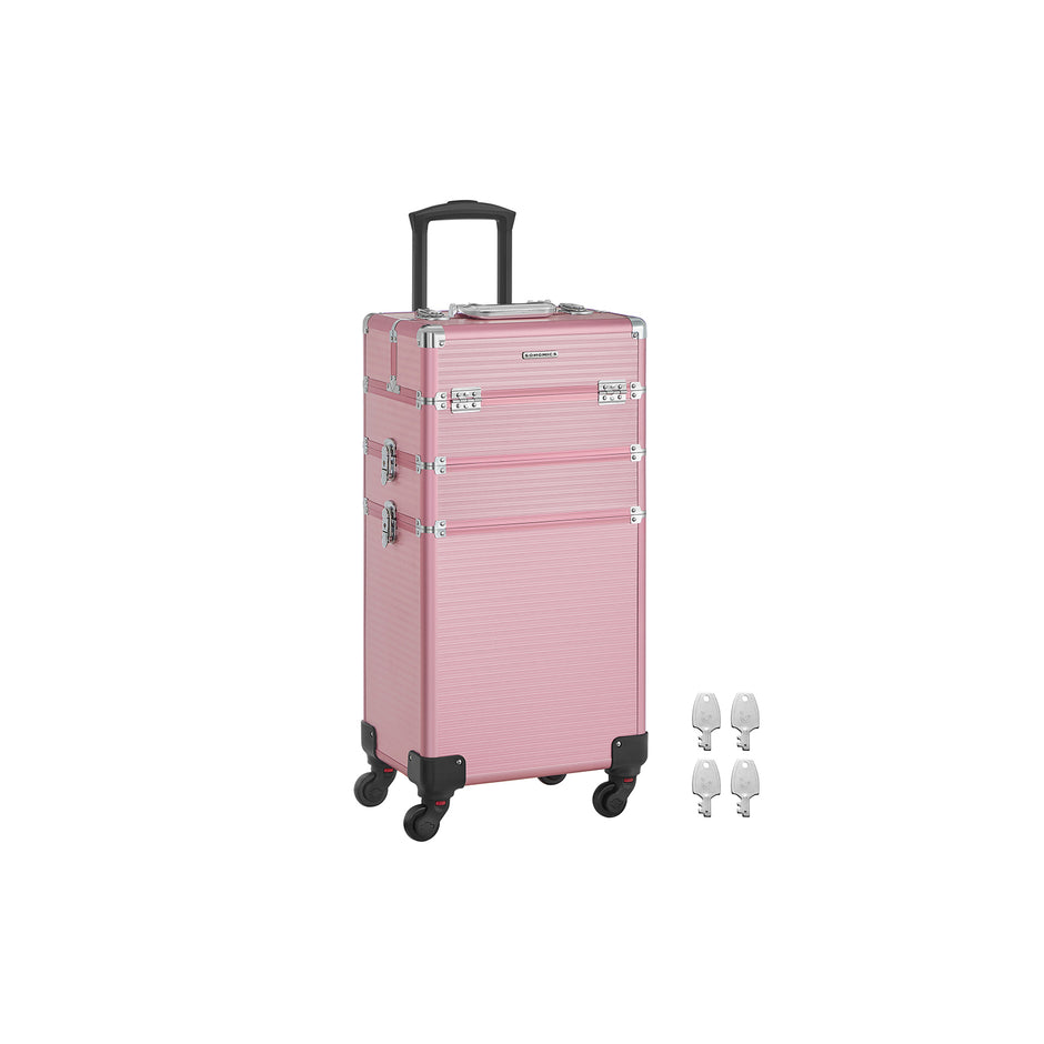 Cosmetische kofferwagen – 3-in-1 make-upkoffer – pastelroze