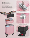 Cosmetische kofferwagen – 3-in-1 make-upkoffer – pastelroze