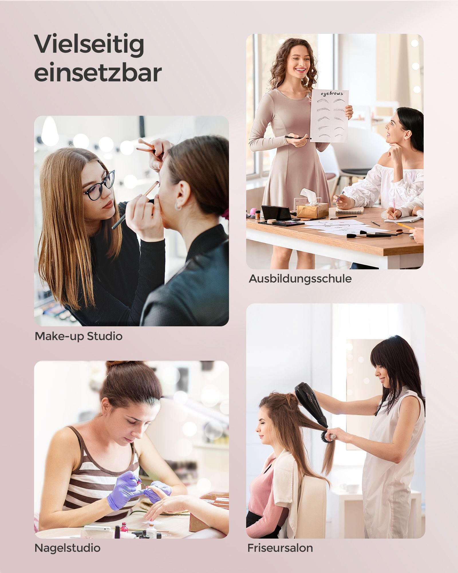 Cosmetische kofferwagen – 3-in-1 make-upkoffer – pastelroze