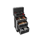 Make-up koffer - Professionele trolley - Kapperskoffer met 4 wielen - Zwart