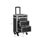 Make-up koffer - Professionele trolley - Kapperskoffer met 4 wielen - Zwart