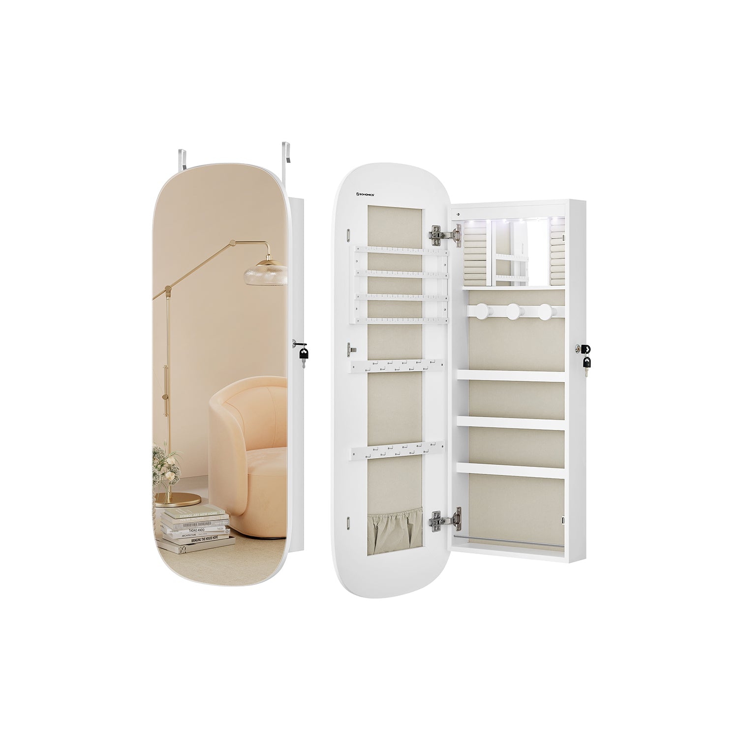 Wandkast – met spiegeloppervlak – wit