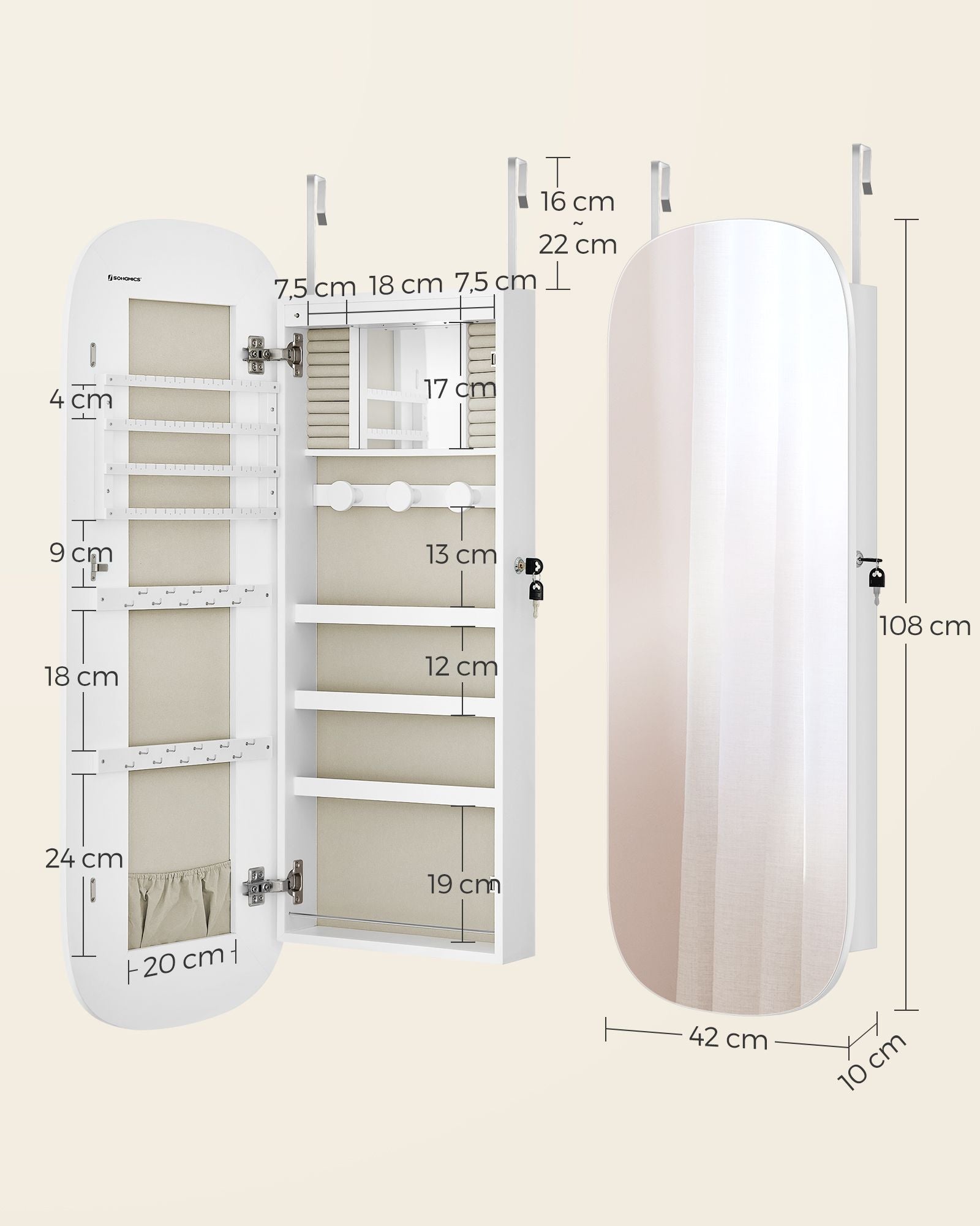 Wandkast – met spiegeloppervlak – wit