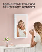 Spiegelkast – wit oppervlak met greige binnenbekleding – grijs