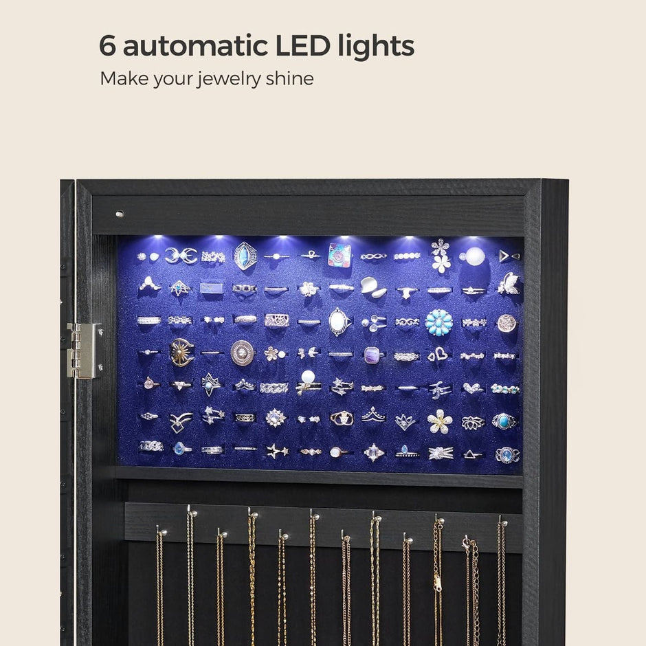 Sieradenkast – Hangend met LED verlichting – Zwart