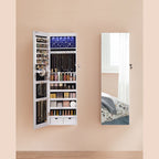 Sieradenkast – Hangende spiegel met LED-verlichting – Wit