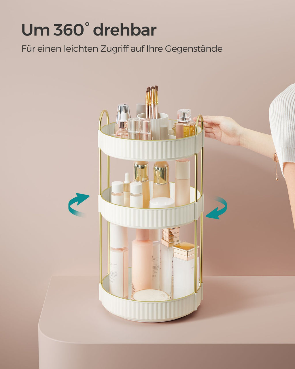 Make-up organizer – roterend – cadeau-idee – wolkwit