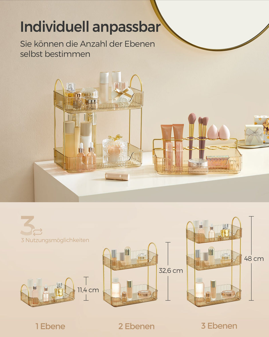 Make-up organizer – rechthoekig – cadeau-idee – champagnegoud