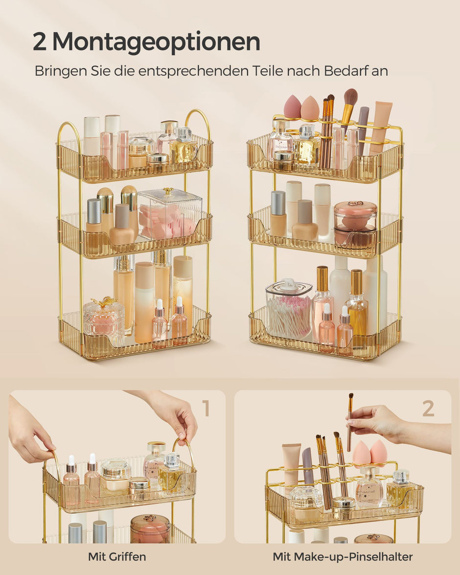 Make-up organizer – rechthoekig – cadeau-idee – champagnegoud