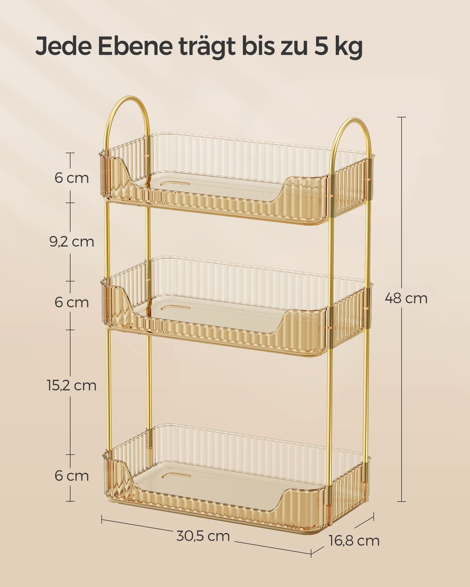Make-up organizer – rechthoekig – cadeau-idee – champagnegoud
