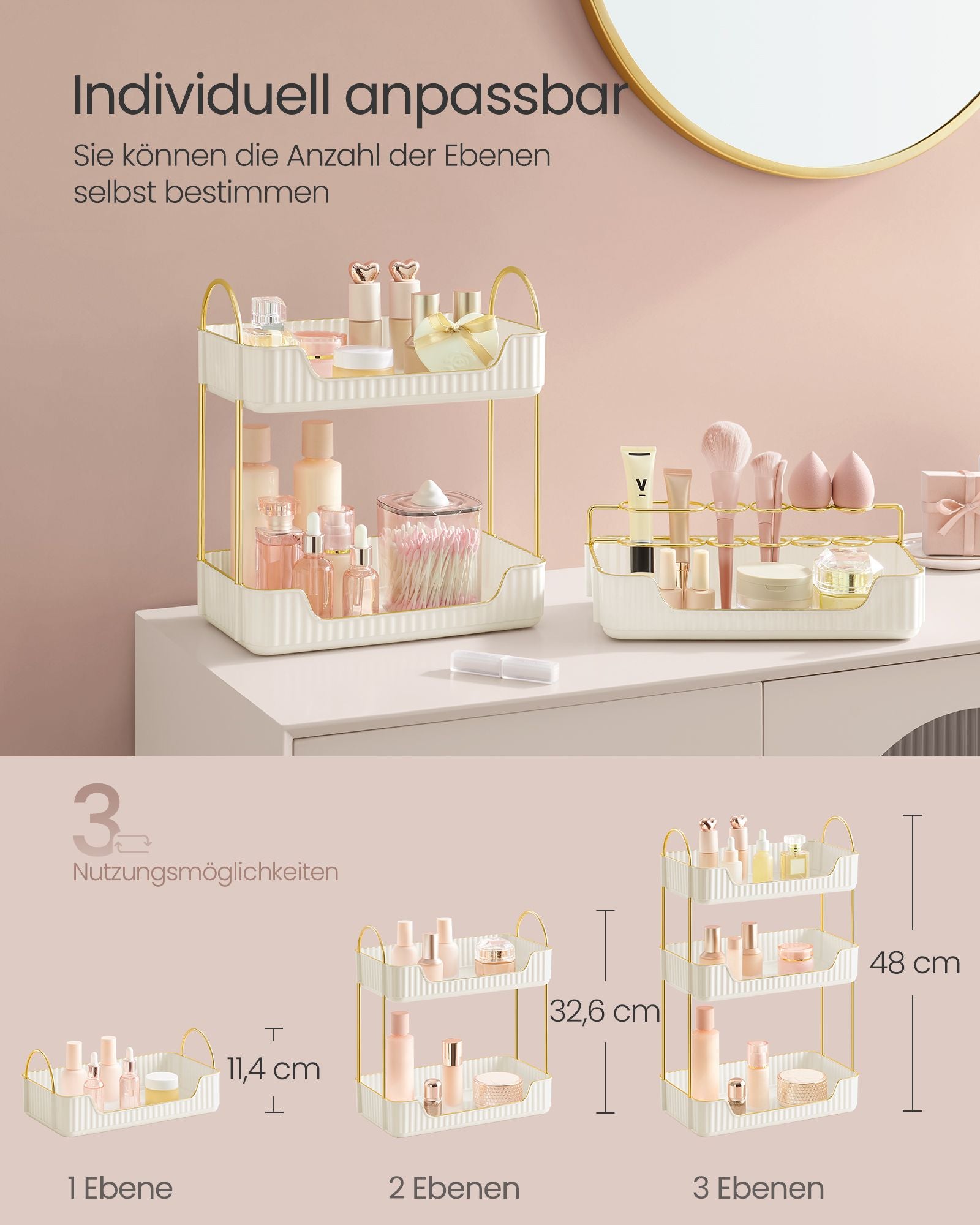 Rechthoekige make-up organizer – stijlvol ontwerp – wolkwit