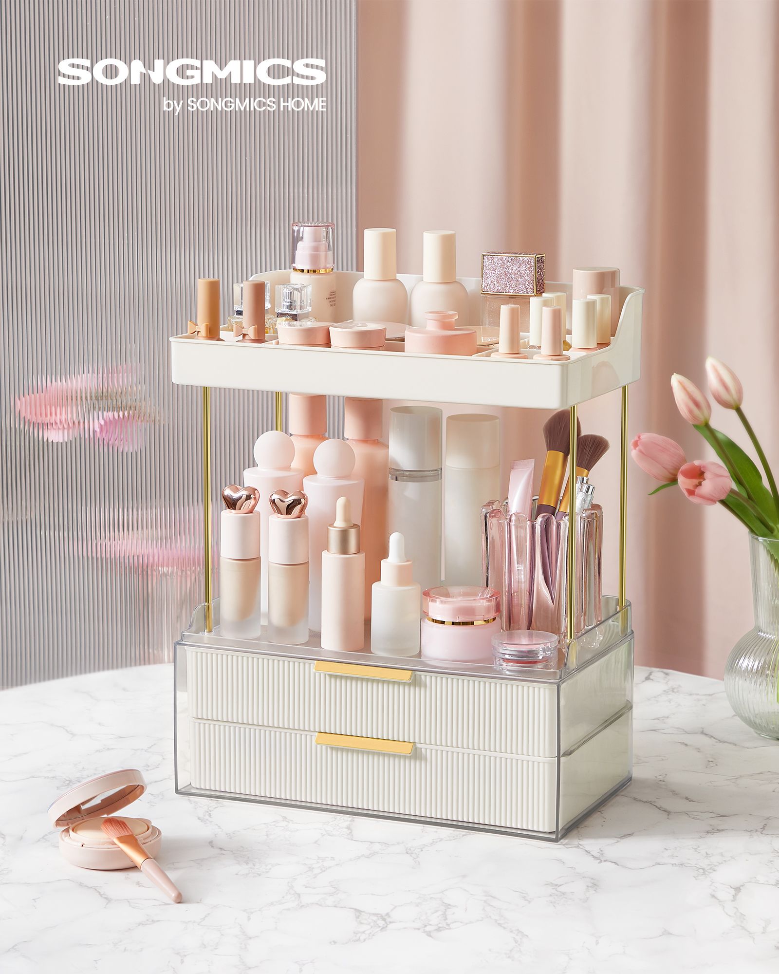 Make-Up Organizer 4 Niveaus 20 X 32 X 39,1 Cm, Wolkwit