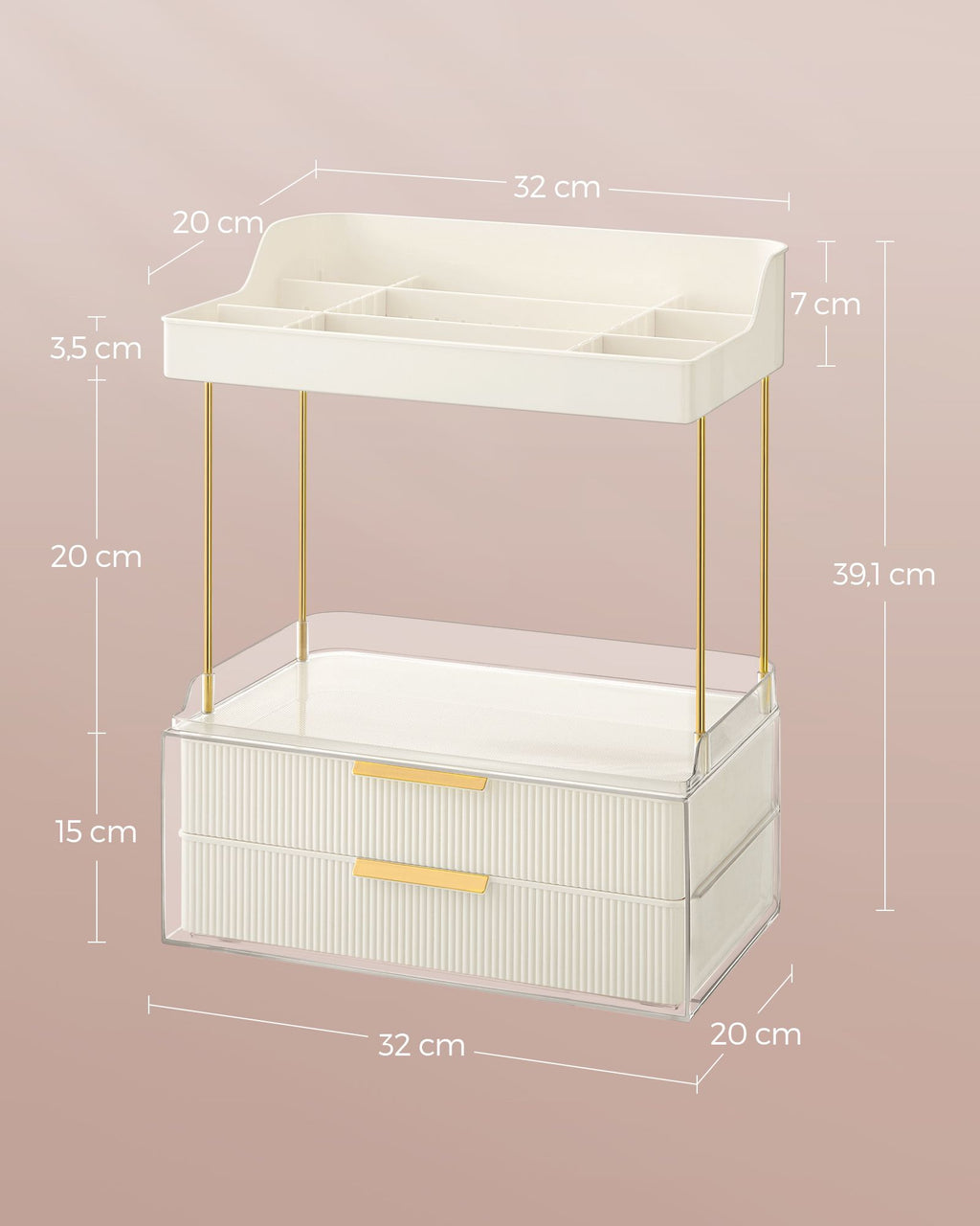 Make-Up Organizer 4 Niveaus 20 X 32 X 39,1 Cm, Wolkwit