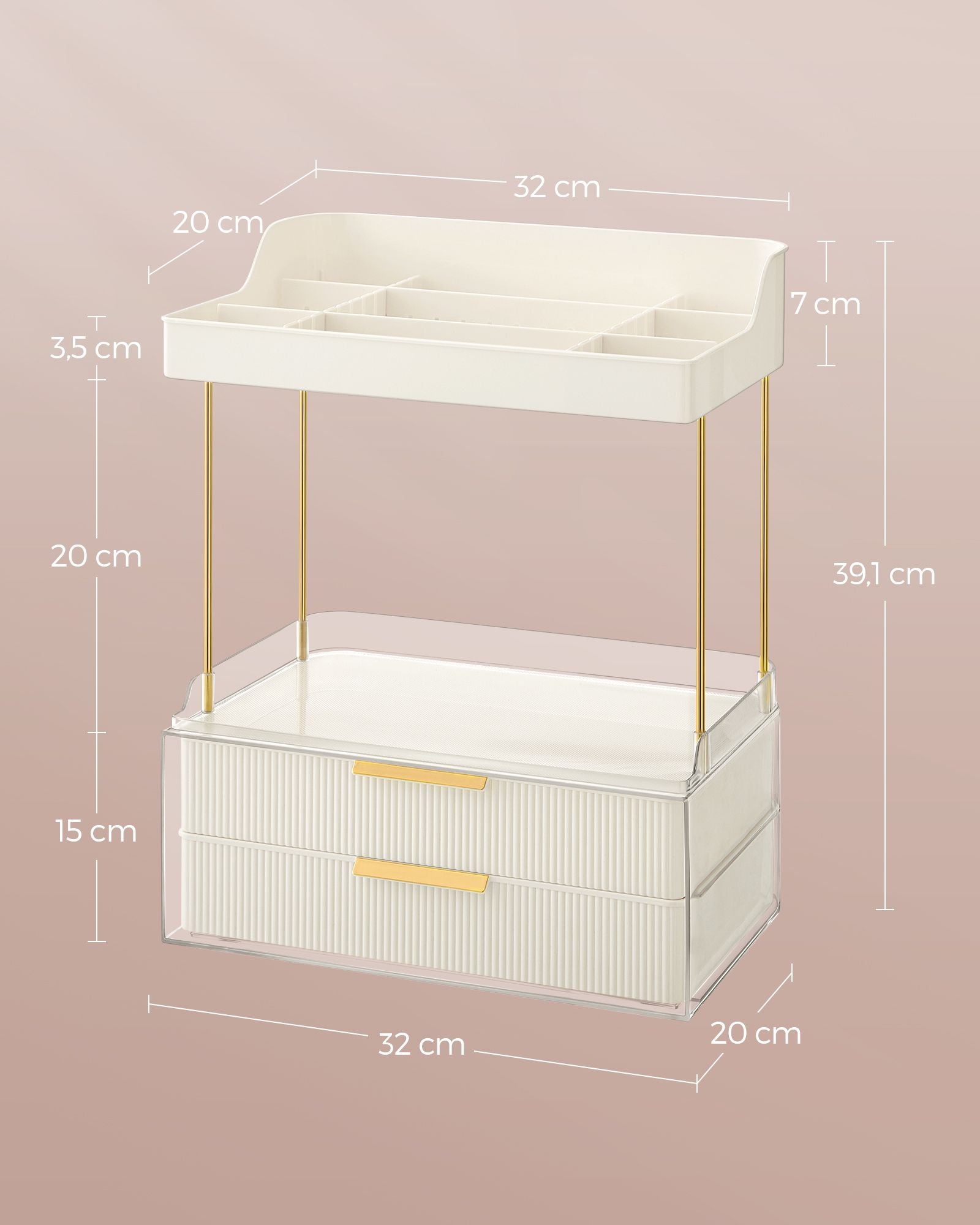 Make-Up Organizer 4 Niveaus 20 X 32 X 39,1 Cm, Wolkwit