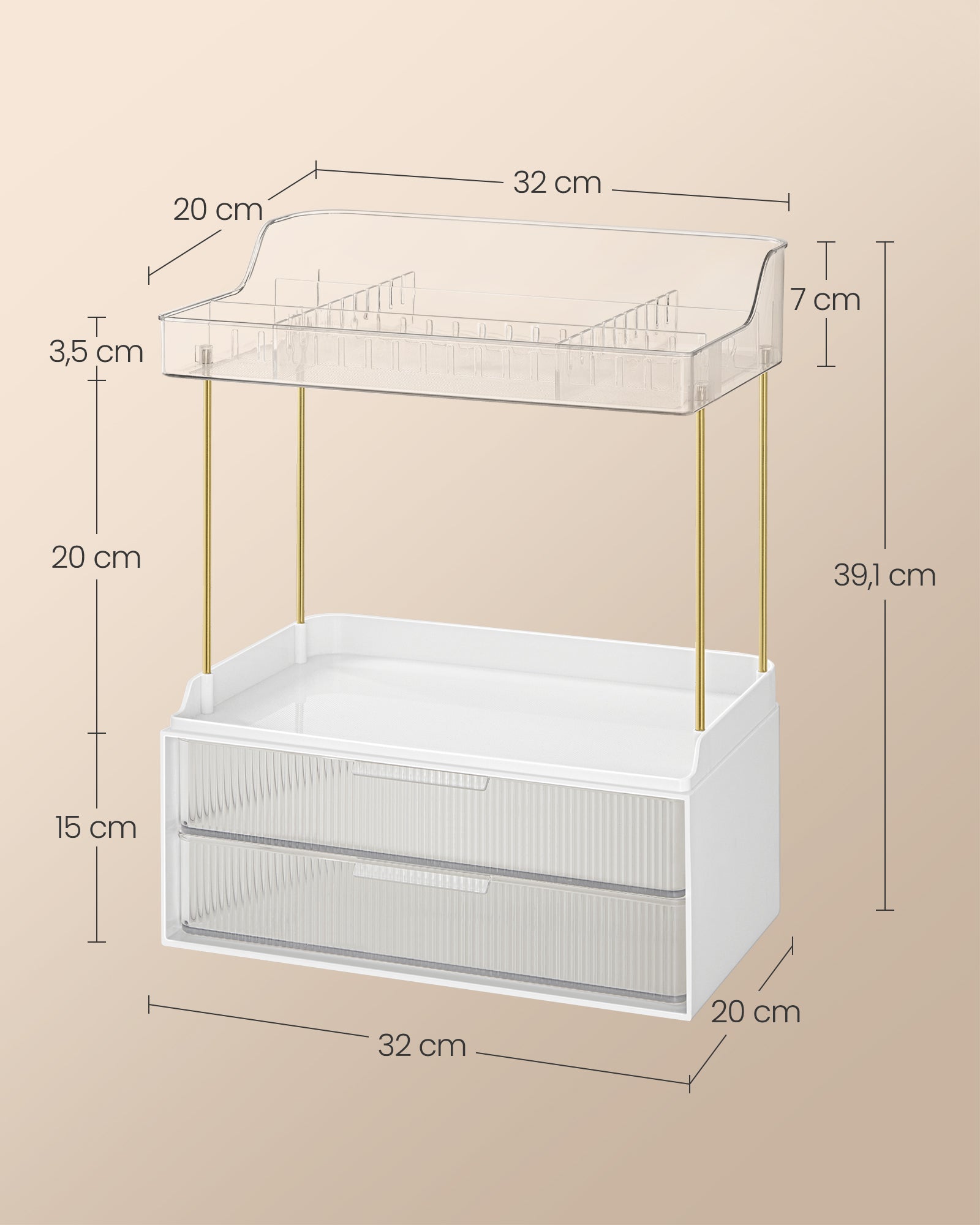 Make-Up Organizer 4 Niveaus 20 X 32 X 39,1 Cm, Transparant