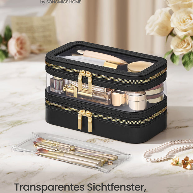 Make-Up Tasje met Sieradendoosje – Elegant Design – Inktzwart