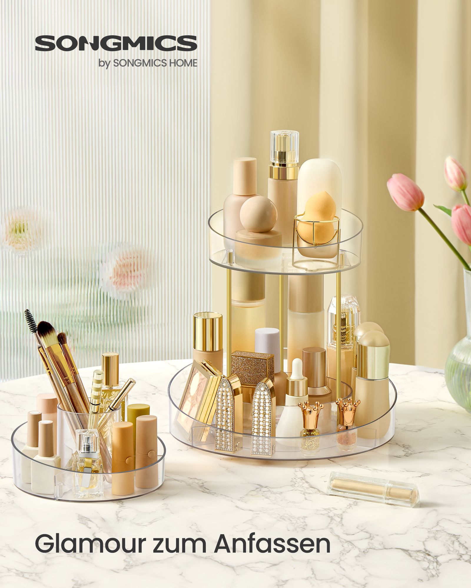 Draaibare Make-Up Organizer – Extra Bakje – Transparant