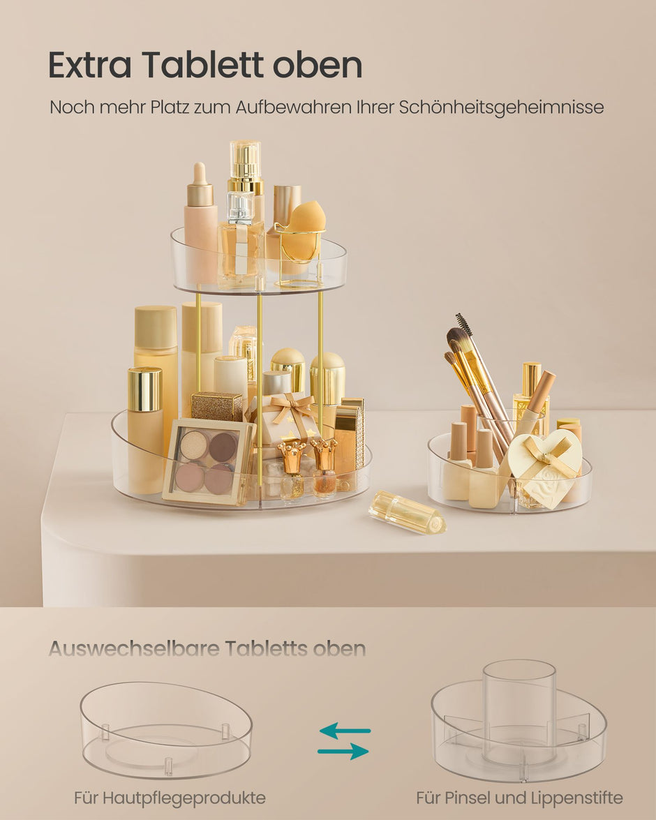 Draaibare Make-Up Organizer – Extra Bakje – Transparant