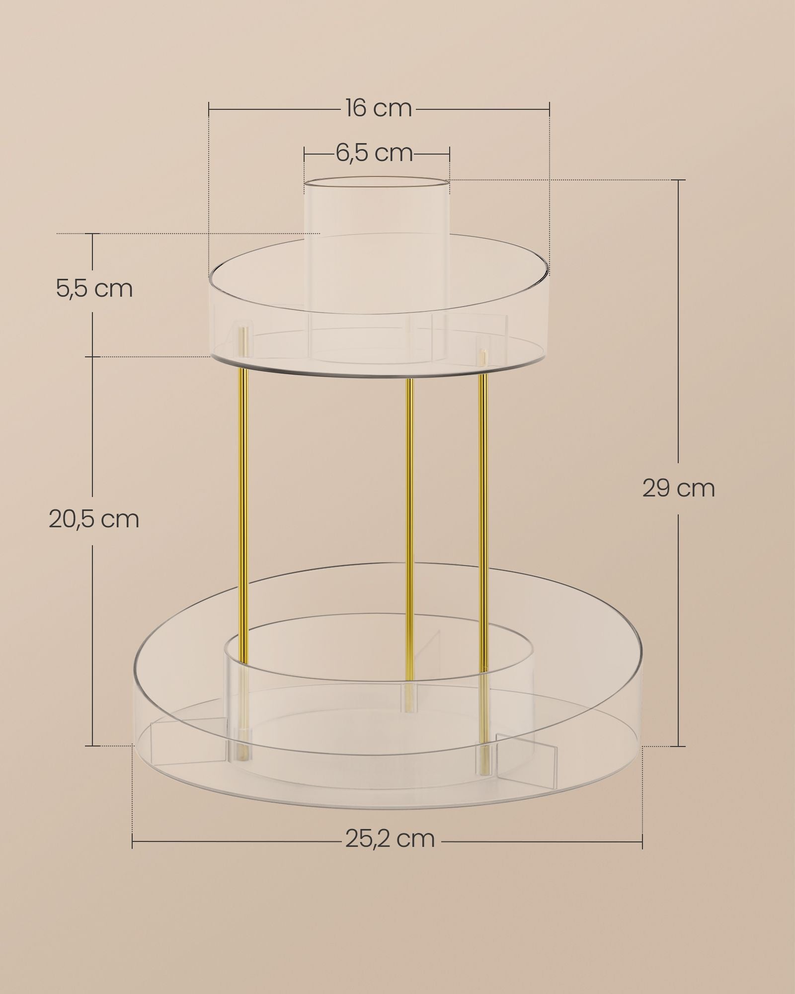 Draaibare Make-Up Organizer – Extra Bakje – Transparant