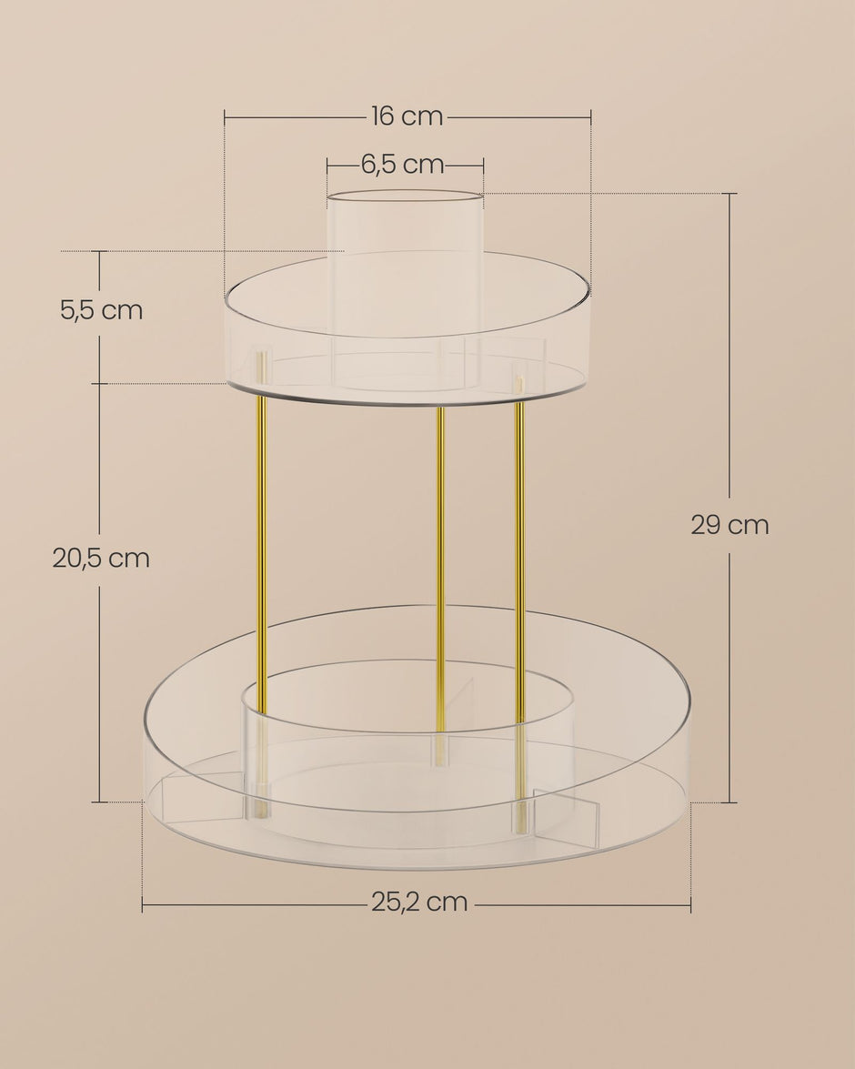 Draaibare Make-Up Organizer – Extra Bakje – Transparant