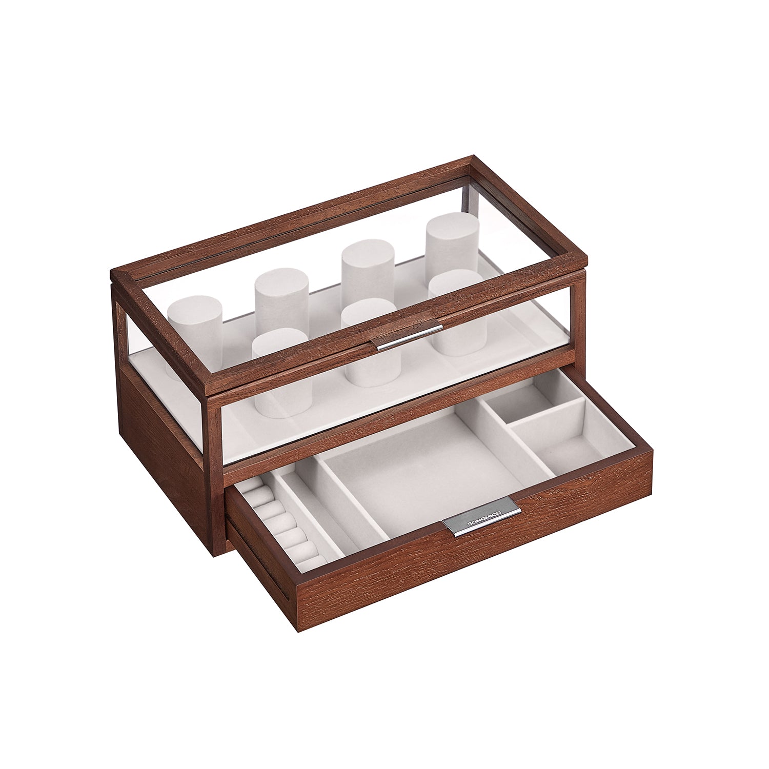 Horlogedoos – 2 niveaus – 7 horlogekussens – cadeau-idee – koffiebraun