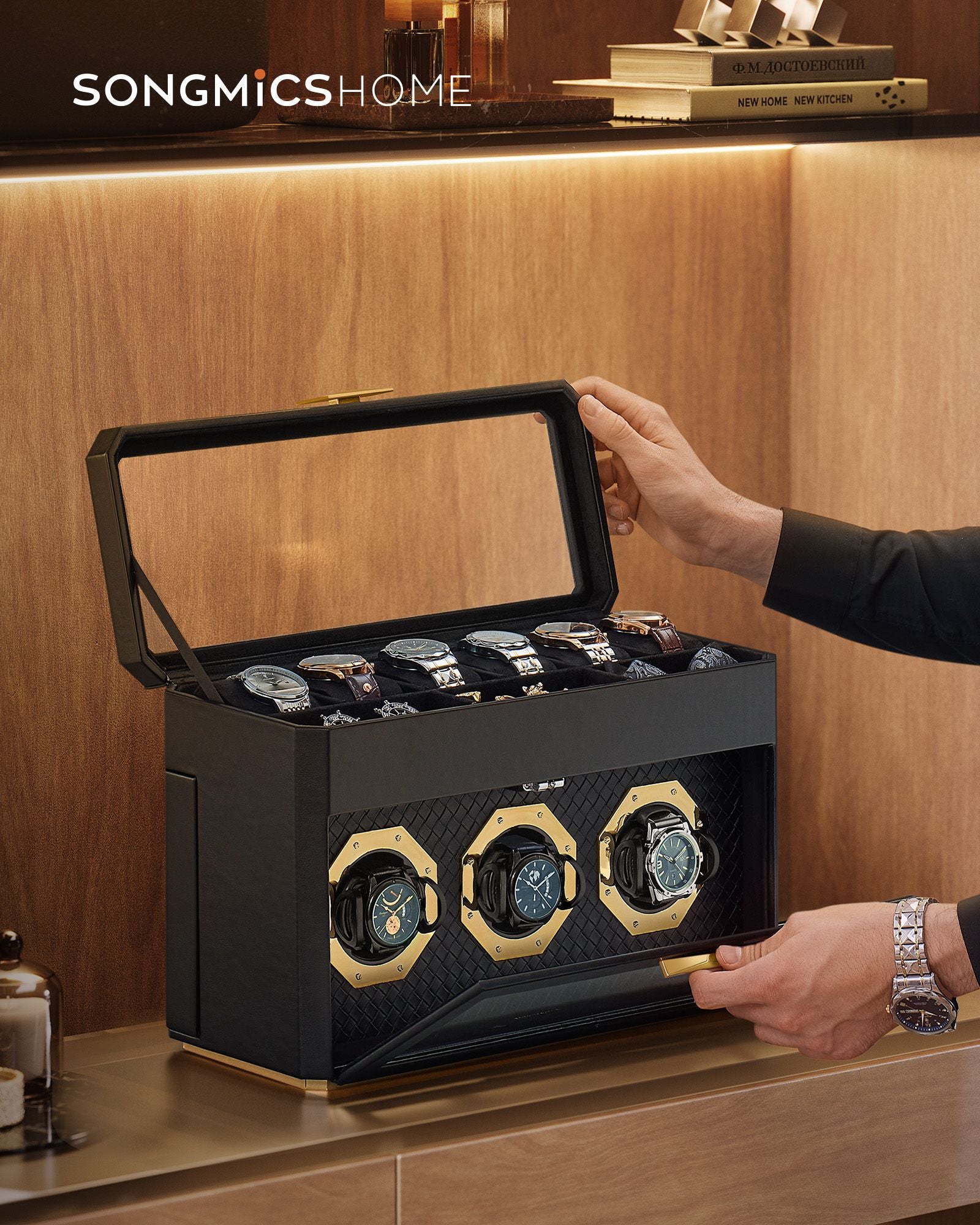 Horlogedoos – voor 9 horloges – inktzwart