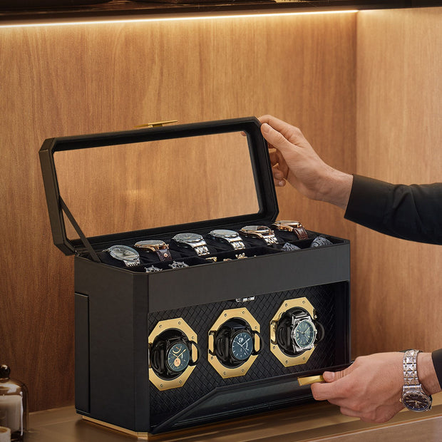 Horlogedoos – voor 9 horloges – inktzwart