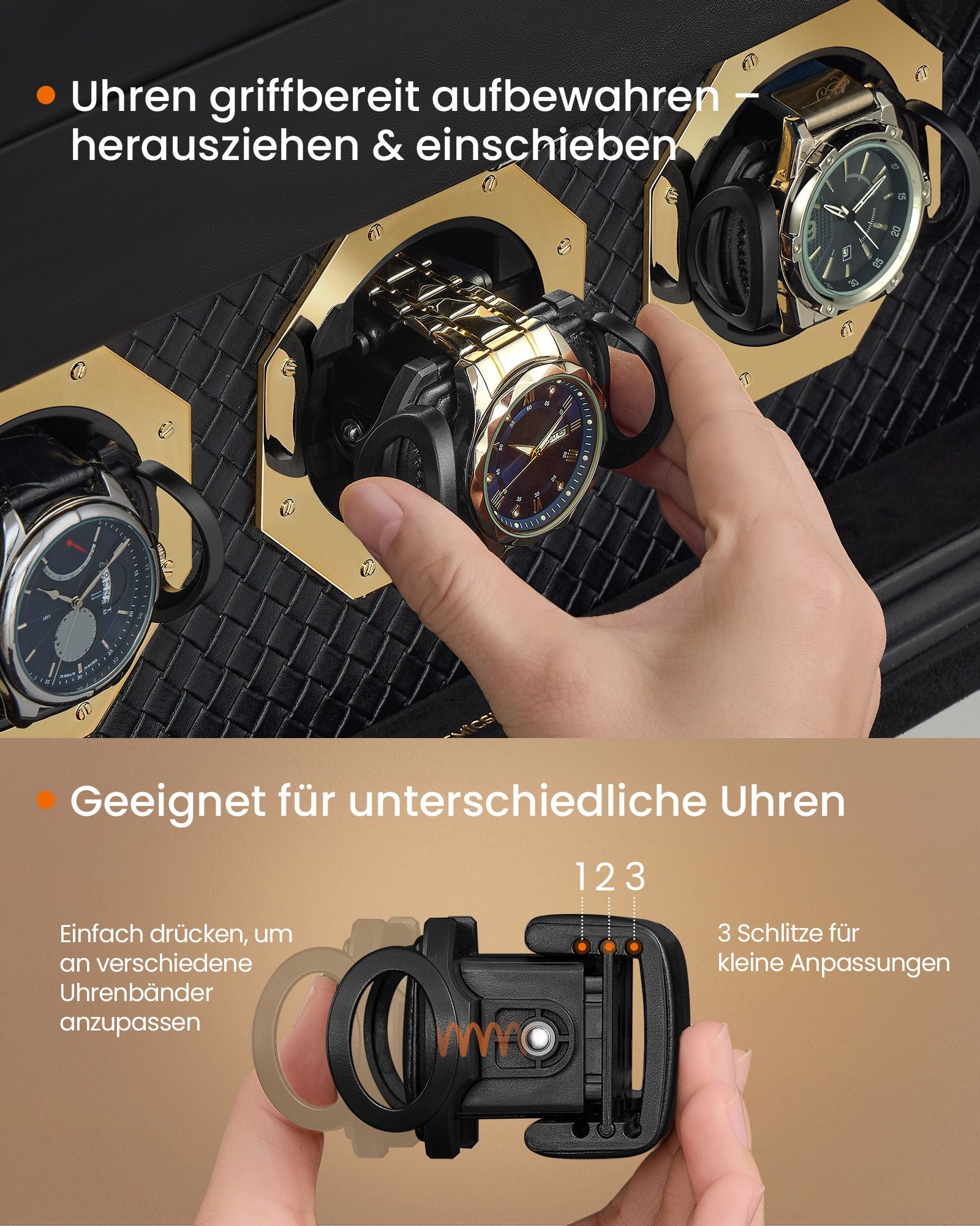 Horlogedoos – voor 9 horloges – inktzwart
