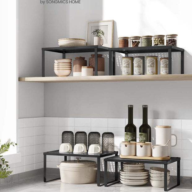 Kruidenrek set van 4 uitbreidbaar en stapelbaar inktzwart