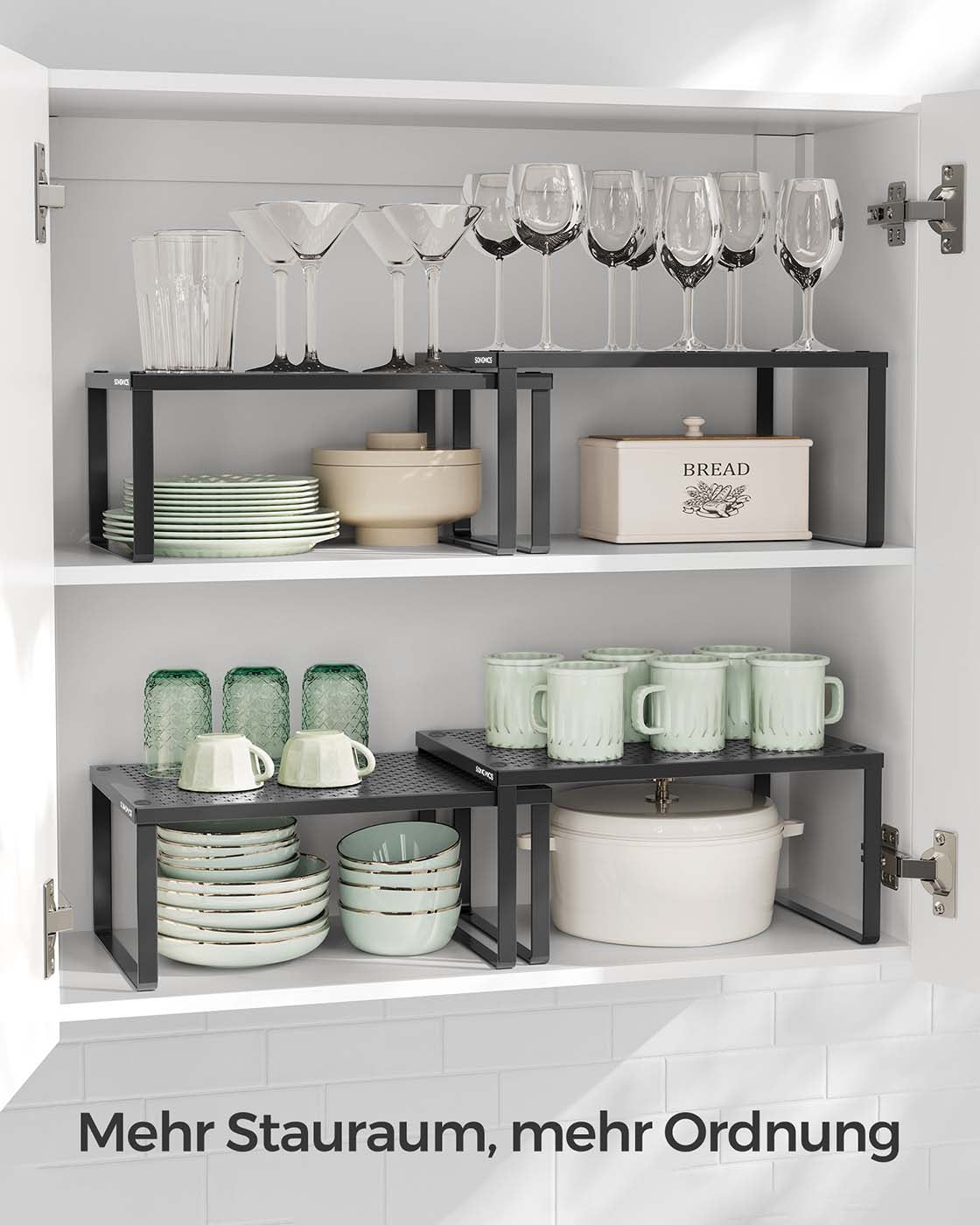 Kruidenrek set van 4 uitbreidbaar en stapelbaar inktzwart