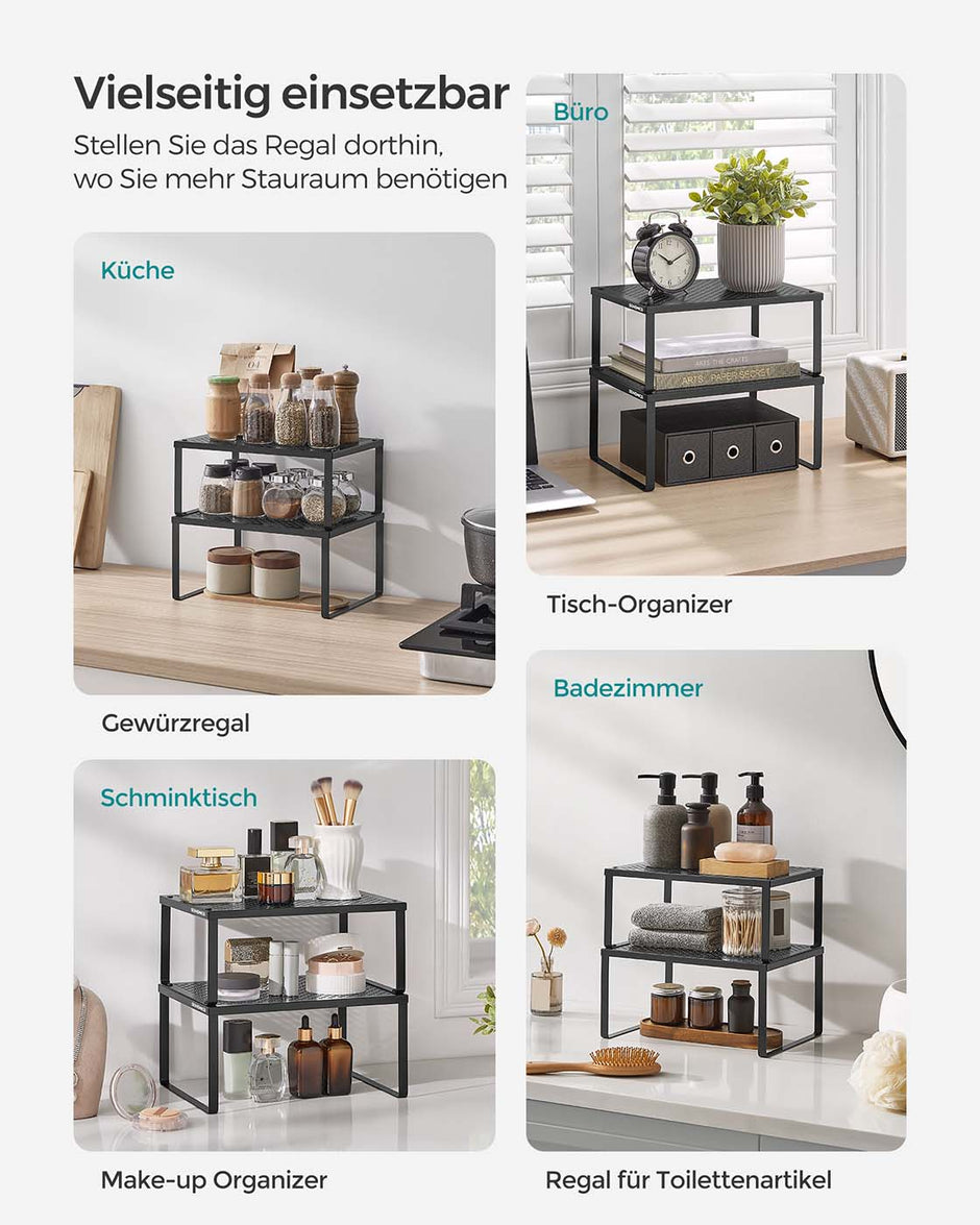 Kruidenrek set van 4 uitbreidbaar en stapelbaar inktzwart